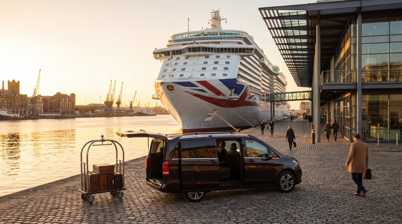 Mercedes V-Class chauffeur transfer to UK cruise terminal — Milton Keynes